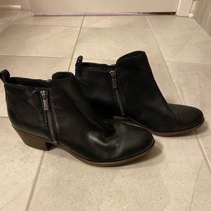 BRAND NEW black leather lucky booties